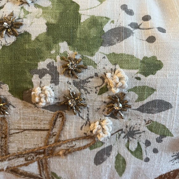 ISAAC MIZRAHI spring rabbit bunny pillow 24"x14" Easter beaded embroidered - Picture 4 of 8